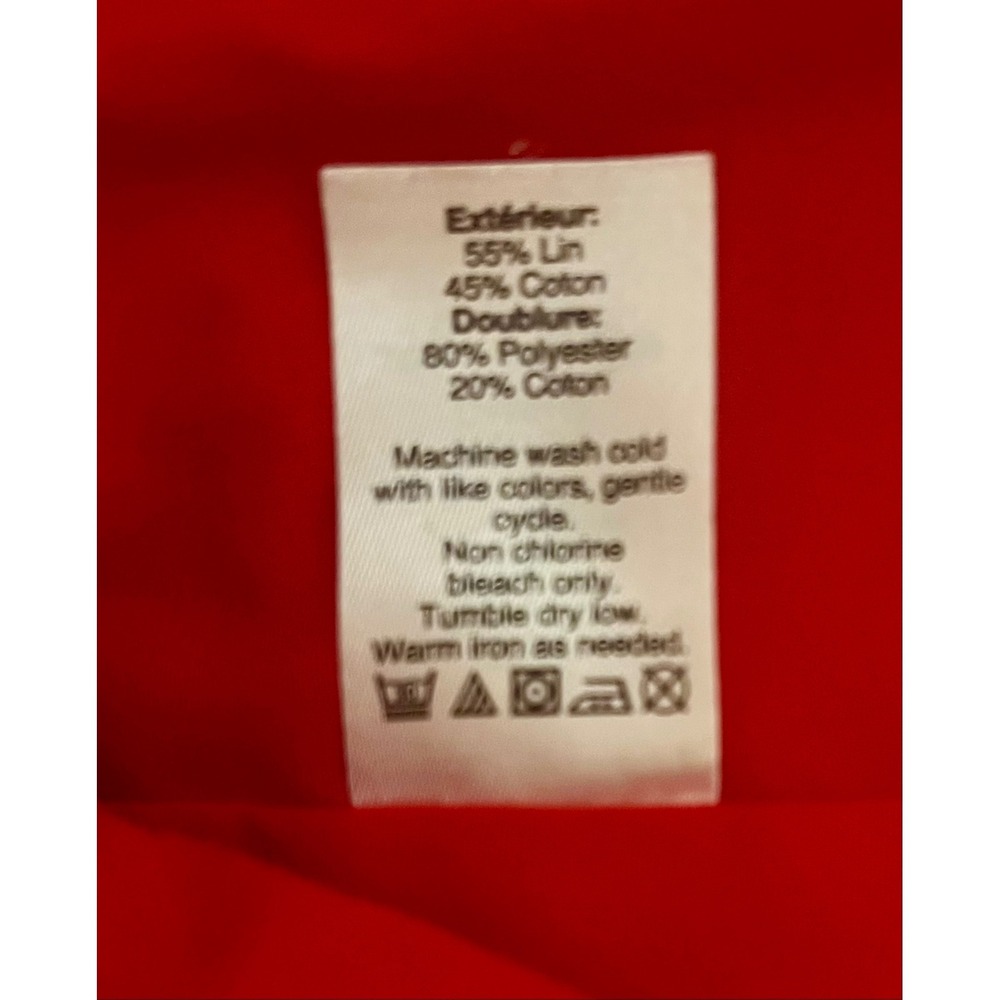 J.Crew Red Scalloped Hem Linen Cotton Blend Mini Skirt Size 12 Pockets - Picture 10 of 10